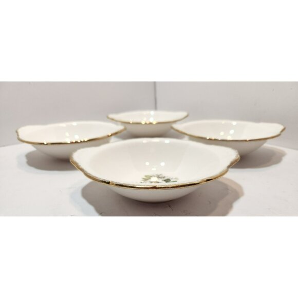 Vintage Royal Tudor 22KT Gold Trim Linda Pattern Bowls Set Of 5 Floral - Picture 8 of 12